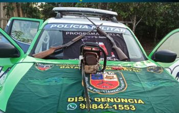 PMAM fecha serraria clandestina e apreende madeiras ilegais, arma de fogo e equipamentos no Careiro Castanho