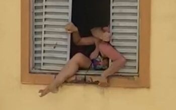 Vídeo: grávida tenta pular de janela para fugir de agressão do marido