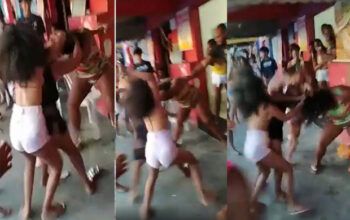 Deprimente - Briga de mulheres é incentivada por homens que se divertem com a pancadaria