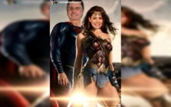 Em meio à polêmica, Michelle publica montagem de Bolsonaro Superman