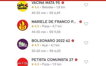 Restaurantes têm nomes alterados no iFood por mensagens de apoio a Bolsonaro e contra vacina