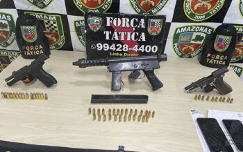Três homens são presos no Manauara II com revólveres, munição e metralhadora