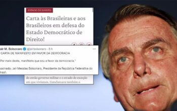 Abandonado pela elite e pelos democratas, Bolsonaro assina carta de uma frase em defesa da democracia