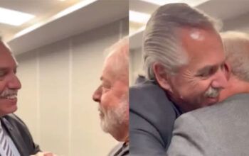 Lula e Fernández se encontram e se abraçam após eleição: 'Que alegria!'