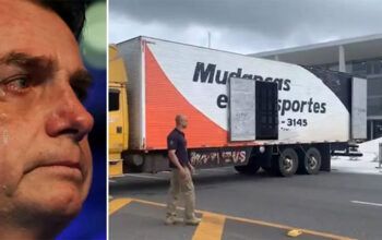 Caminhão é flagrado chegando para transportar mudança de Bolsonaro, desta vez no Palácio do Planalto (vídeo)