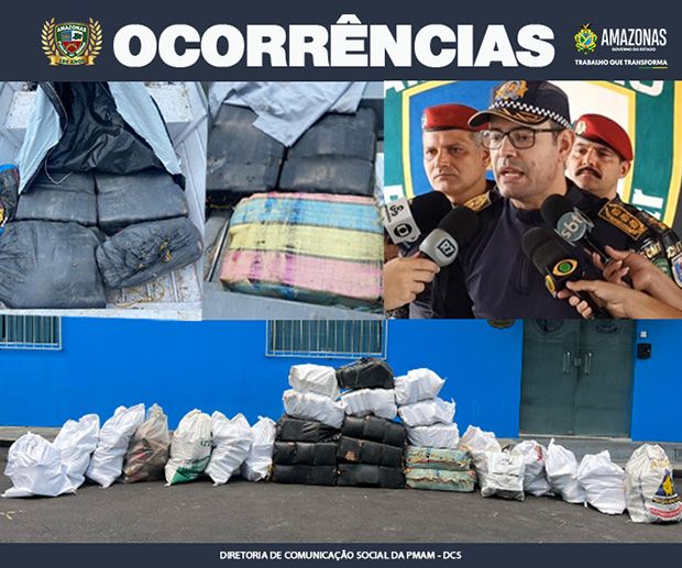 PMAM apreende mais de 780 quilos de maconha tipo skunk e prende dois homens em Novo Airão
