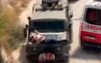 Forças israelenses amarram palestino ferido a jipe na Cisjordânia