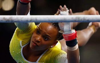 Rebeca Andrade registra salto inédito para tentar brilhar nas Olimpíadas de Paris