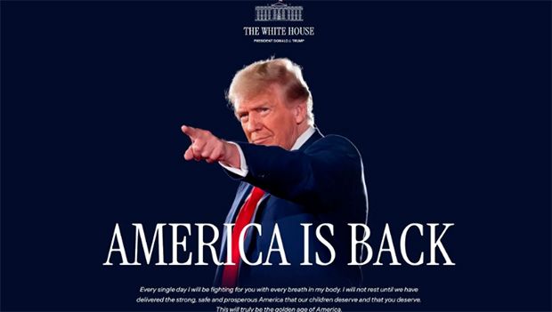 “América está de volta”, diz site da Casa Branca durante discurso de Trump