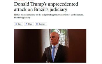 The Economist critica sanção dos EUA a Moraes: ataque sem precedentes ao Judiciário