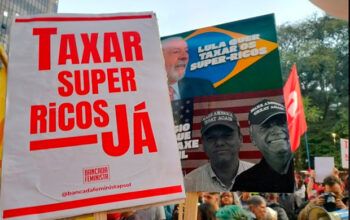 Trump, Hugo Motta e Tarcísio viram alvo de manifestantes em São Paulo