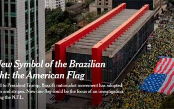 Bandeira dos EUA vira símbolo da direita brasileira, diz 'NY Times'
