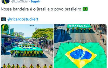 Lula posta bandeira do Brasil em resposta a bolsonaristas vendidos para os EUA