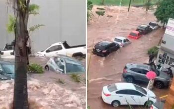 Chuva e vento de quase 100 km/h provocam estragos em Goiás