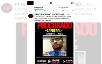 Em grupo do WhatsApp, membros do CV debocham de cartaz de “procurado”