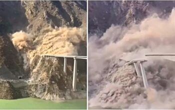 Ponte recém-inaugurada na China desaba após deslizamento de terra