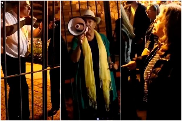 Vigília pró-Bolsonaro é barrada e apoiadores discutem com padre