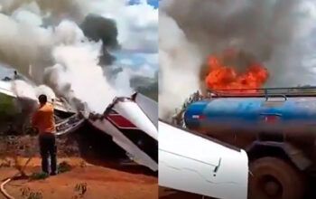 Avião com deputado e vereador faz pouso forçado e pega fogo em Rondônia