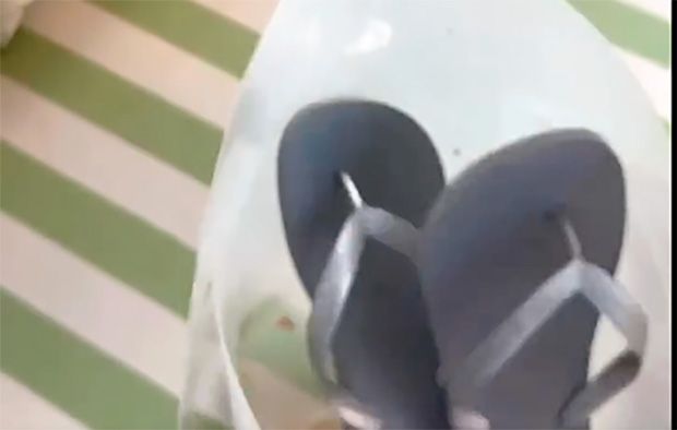 Bia Kicis reage à propaganda da Havaianas e joga sandália no lixo