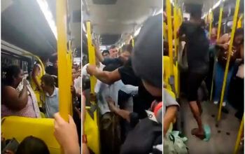 Mulher defeca em ônibus, leva chute e joga fezes em agressor no Rio