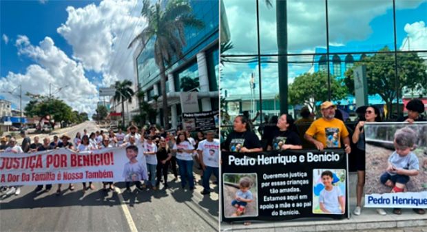 Revolta  e dor gera protesto de familiares e amigos de  Benício em frente a hospital