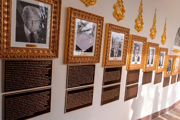 Trump instala placas com ataques e provocações a ex-presidentes na Casa Branca