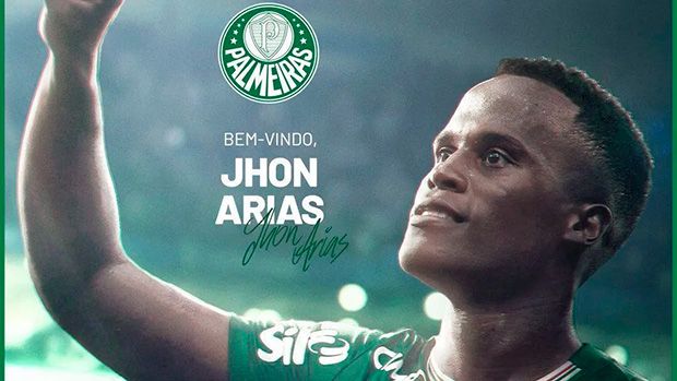 Palmeiras anuncia a contratação do colombiano Jhon Arias