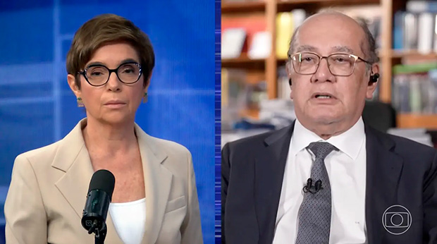 Na Globo, Gilmar cobra “autocrítica” da emissora por evento bancado por Vorcaro e pela Lava Jato