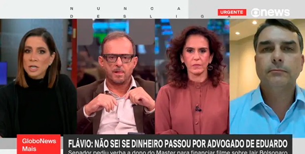 Flávio Bolsonaro causa saia justa na Globo ao lembrar de dinheiro do Master para Huck