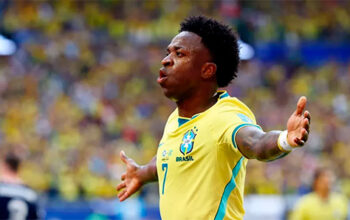 Brasil faz 2 a 0 na Escócia com show de Vinícius Júnior