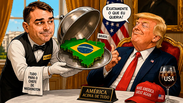 Submisso a Trump, Flávio Bolsonaro ajuda a reeleger Lula, aponta Estadão