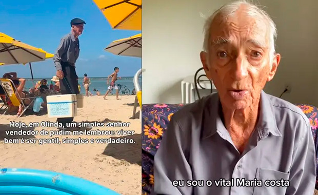 Idoso vende pudins em praia para pagar exames e recebe onda de solidariedade