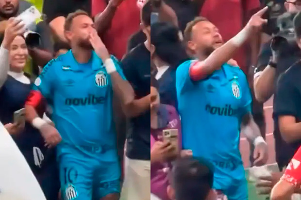 Neymar ignora fãs, discute com torcedor do Remo e manda beijo para mulher casada