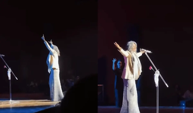 Cantora Simone ouve “bora, Lula” e faz o L durante show