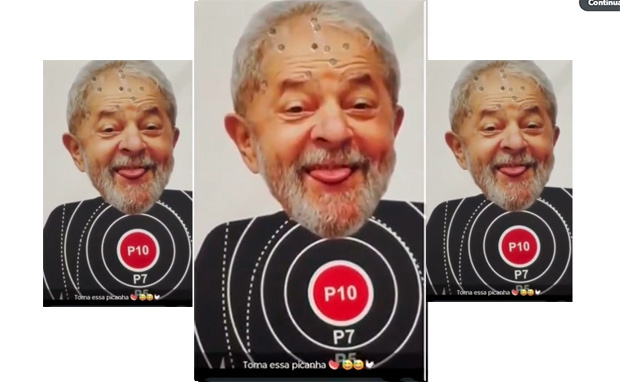 Homens praticam tiro contra imagem de Lula em clube de São Paulo